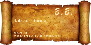 Babler Bence névjegykártya